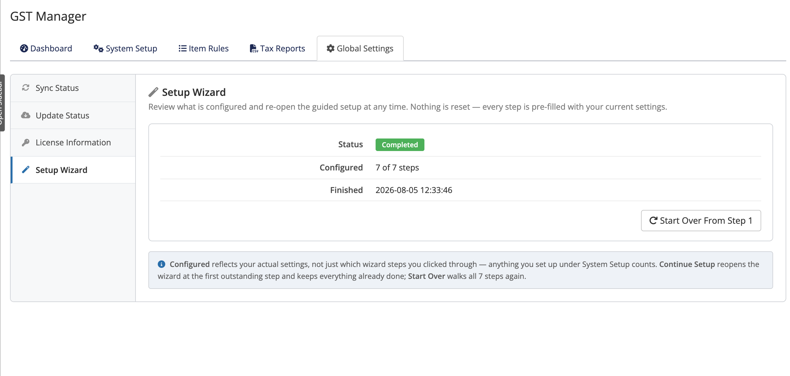 Setup Wizard step in the WHMCS admin