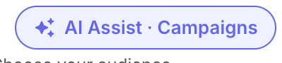 An AI Assist pill on an AcelleMail page
