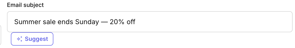 The Suggest button beside the campaign subject field