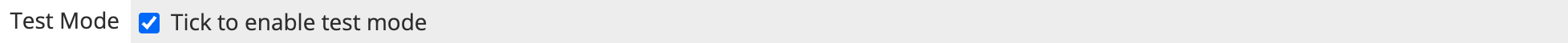 Test Mode toggle in the gateway config